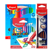 Load image into Gallery viewer, Maped Color'Peps Coloring Pencils + Wax Crayons + Black Peps Pencil
