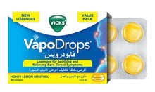 Load image into Gallery viewer, Vicks VapoDrops Honey Lemon Menthol Lozenges
