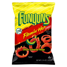 Load image into Gallery viewer, Funyuns Flamin Hot Onion Flavored Ring Chips
