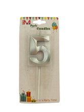 Load image into Gallery viewer, Birthday Candle Silver No. 5
