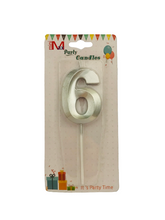 Load image into Gallery viewer, Birthday Candle Silver No. 6

